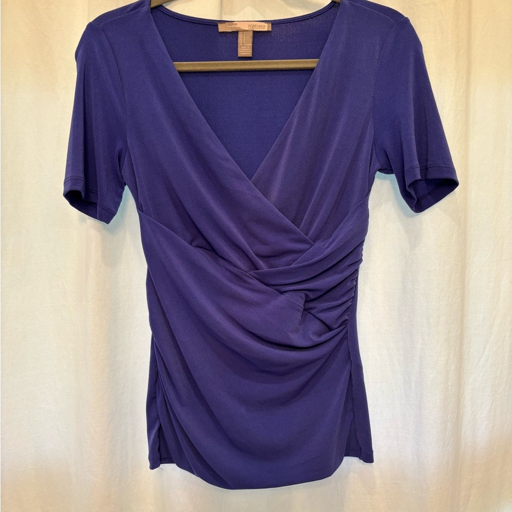 Forever 21 Purple Wrap Ruched Blouse